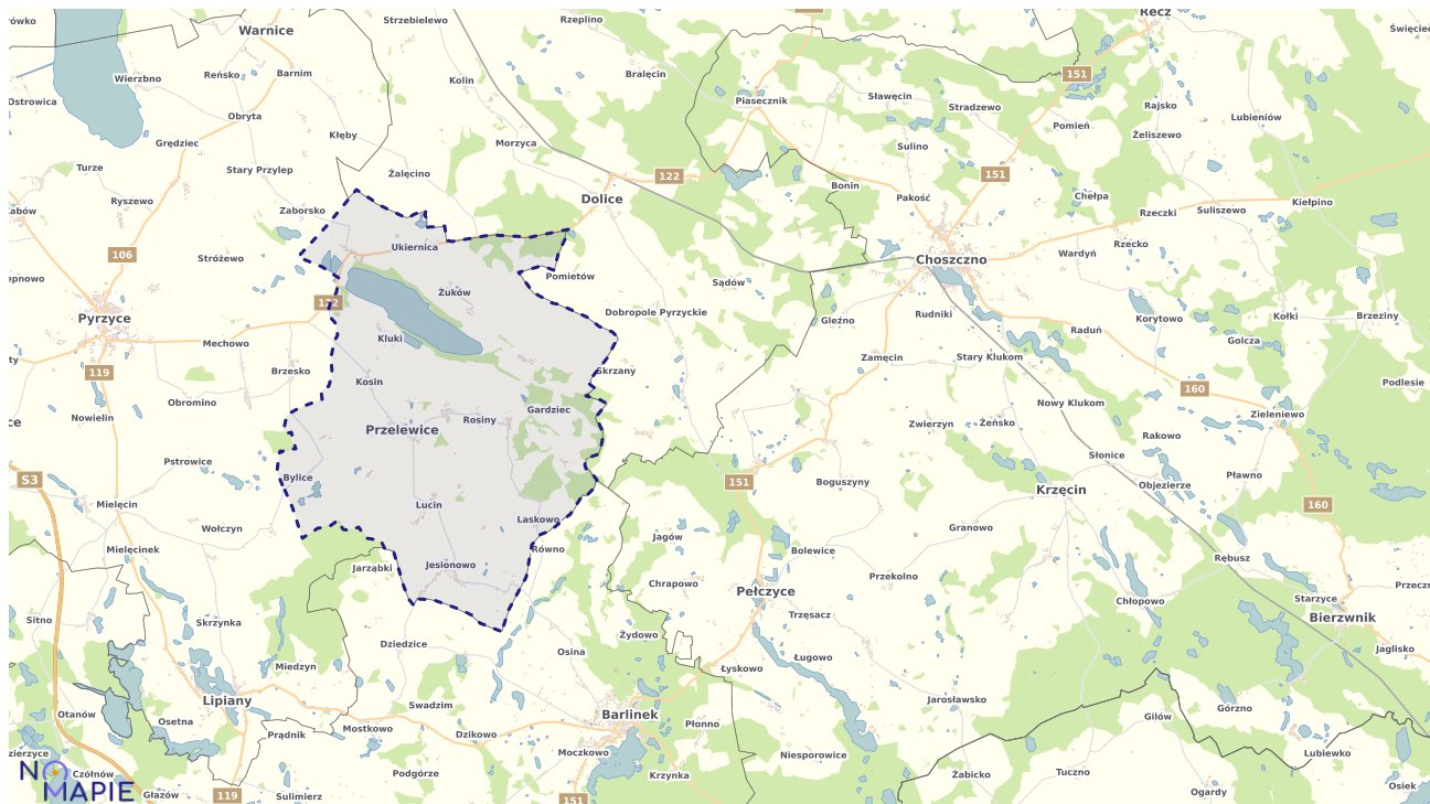 Mapa obszarów ochrony przyrody Przelewic