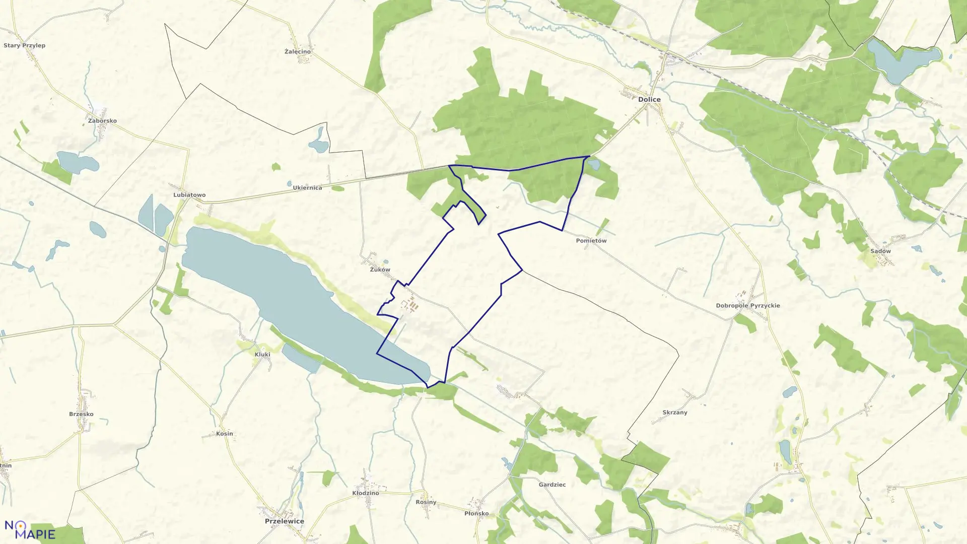 Mapa obrębu Karsko w gminie Przelewice